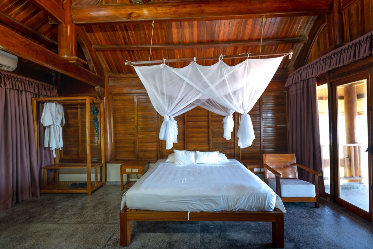 safari lodge interior with comfortable beds