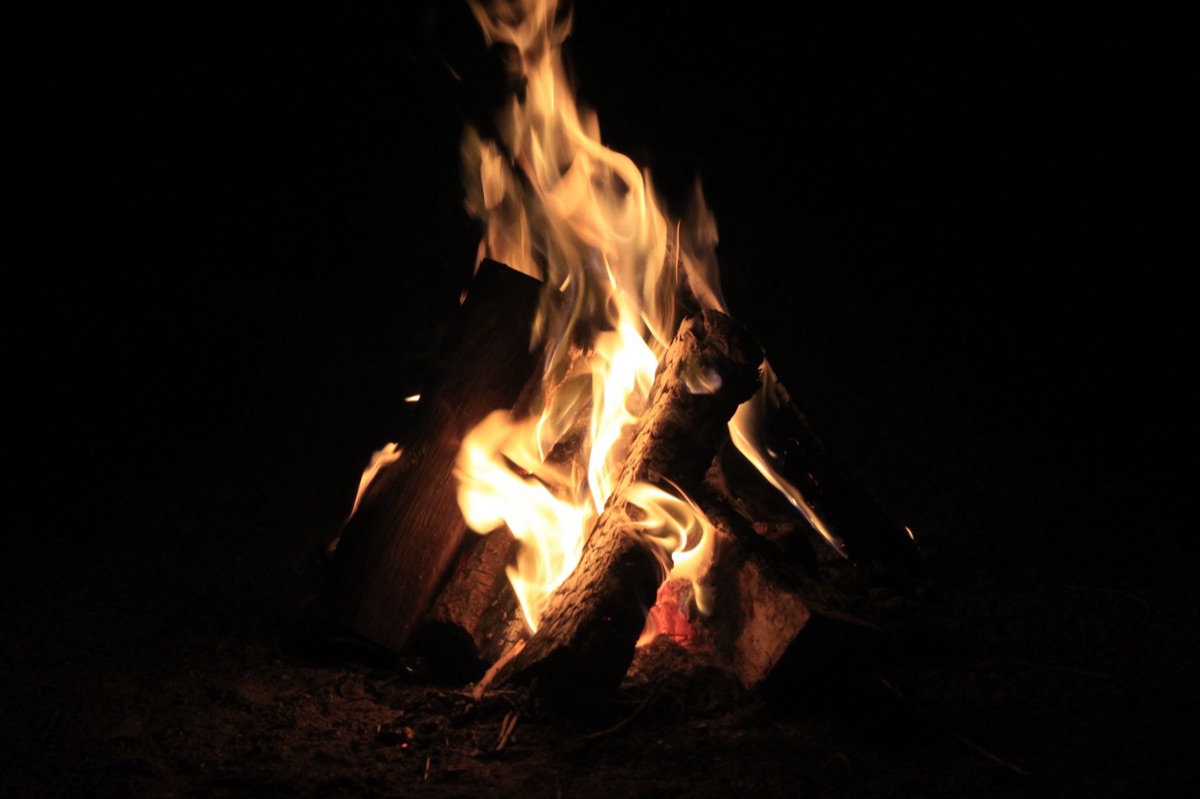 Safari camp fire in tanzania