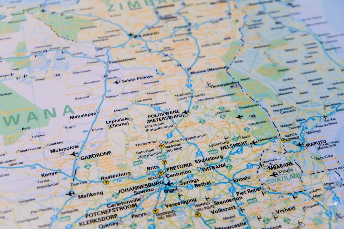 Safari migration route map showing key locations
