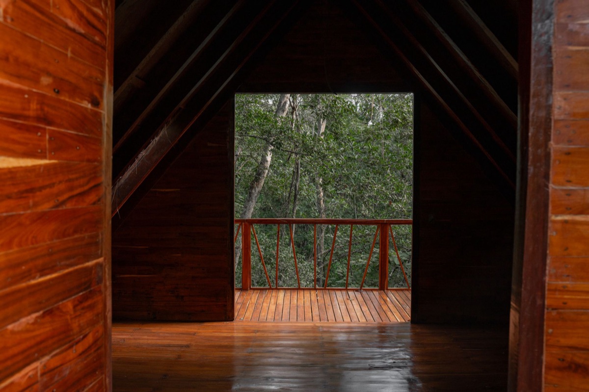 lodge interior with wooden furniture