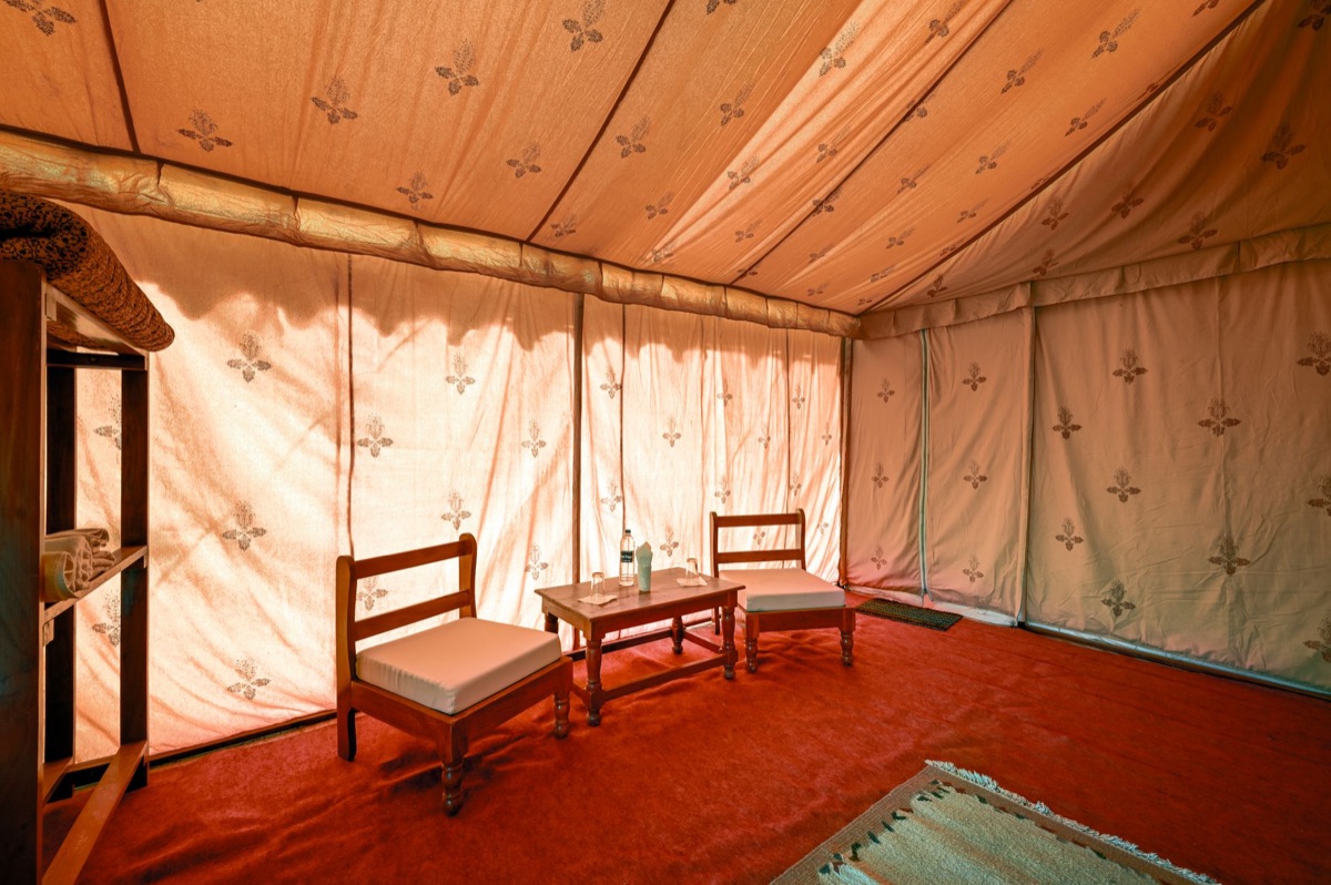 luxury tented camp in savanna