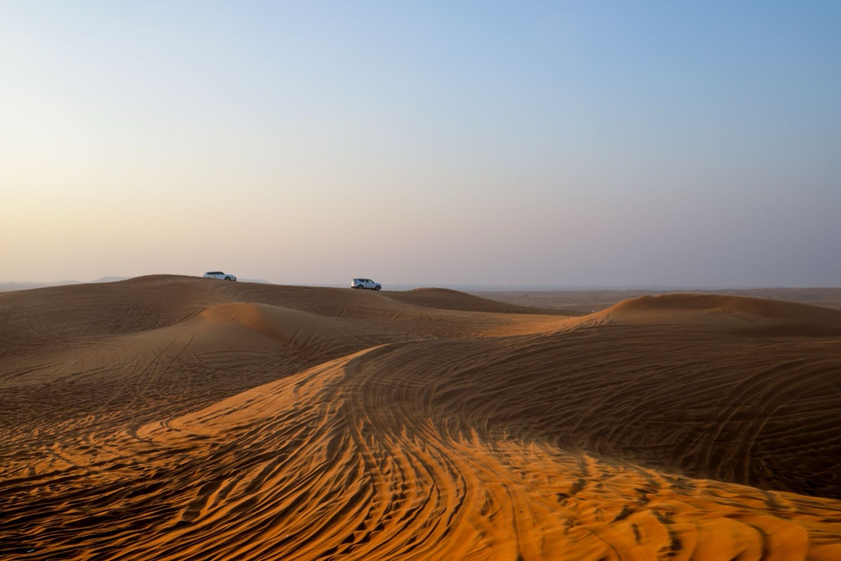Safari vehicle in Sahara Desert