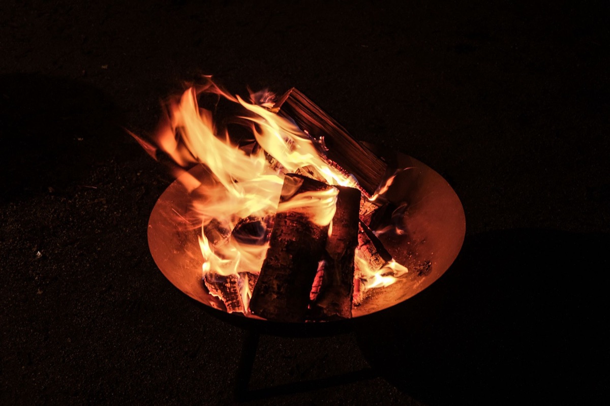 safari campfire at night